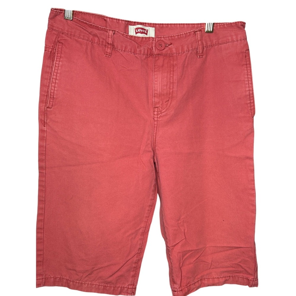 Levis Boys Red 100%Cotton Twill Shorts Size 20‎ REG Casual Summer